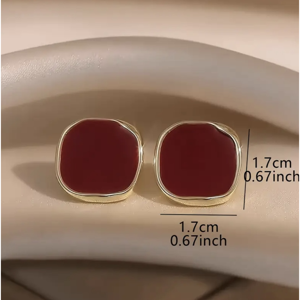 VİNTAGE KIRMIZI KARE KÜPE ACR8222