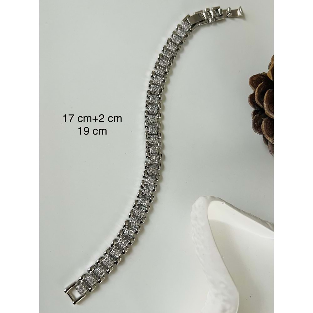 XUPING ZİRKON TAŞLI KORDON BİLEKLİK 17+2CM-GÜMÜŞ RENK ACR8327