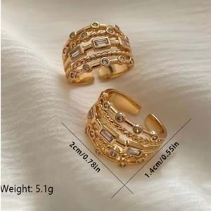 AYARLANABİLİR VİNTAGE ÇOKLU GÖRÜNÜMLÜ TAŞLI YÜZÜK-GOLD RENK ACR8338