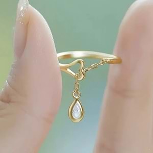 DAMLA UÇLU, ZİNCİR SALLANTILI KALP YÜZÜK ACR8342