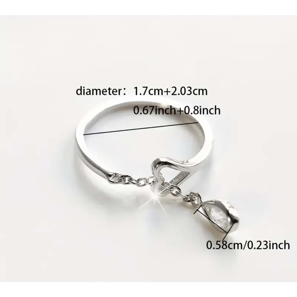 DAMLA UÇLU, ZİNCİR SALLANTILI KALP YÜZÜK ACR8342