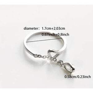 DAMLA UÇLU, ZİNCİR SALLANTILI KALP YÜZÜK ACR8342