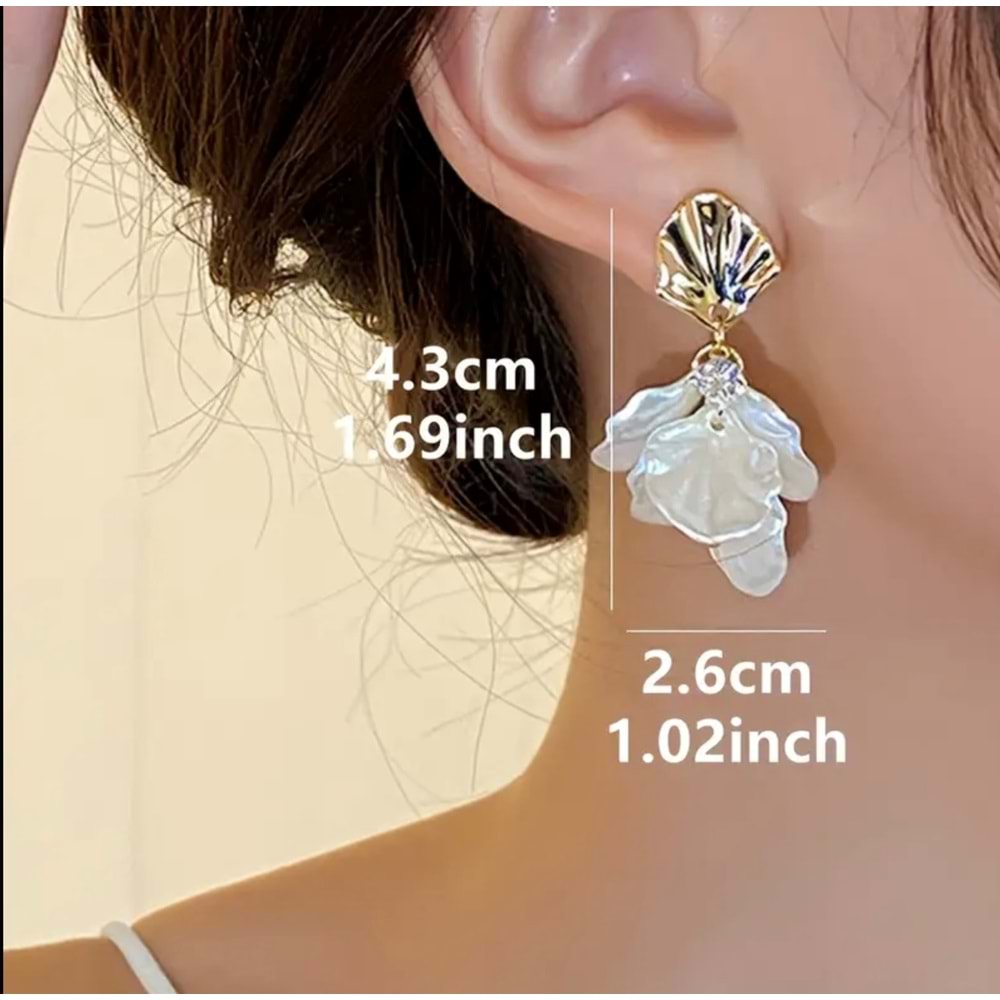 VİNTAGE DENİZ KABUĞU ŞEKLİNDE YAPRAK KÜPE-GOLD RENK ACR8348