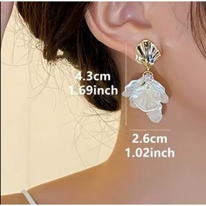 VİNTAGE DENİZ KABUĞU ŞEKLİNDE YAPRAK KÜPE-GOLD RENK ACR8348