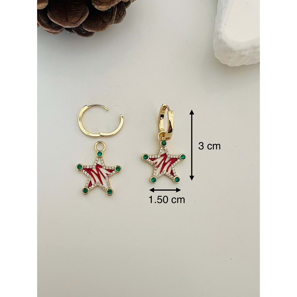 XUPING KIRMIZILI YILDIZ CHARM KÜPE-GOLD RENK ACR8377