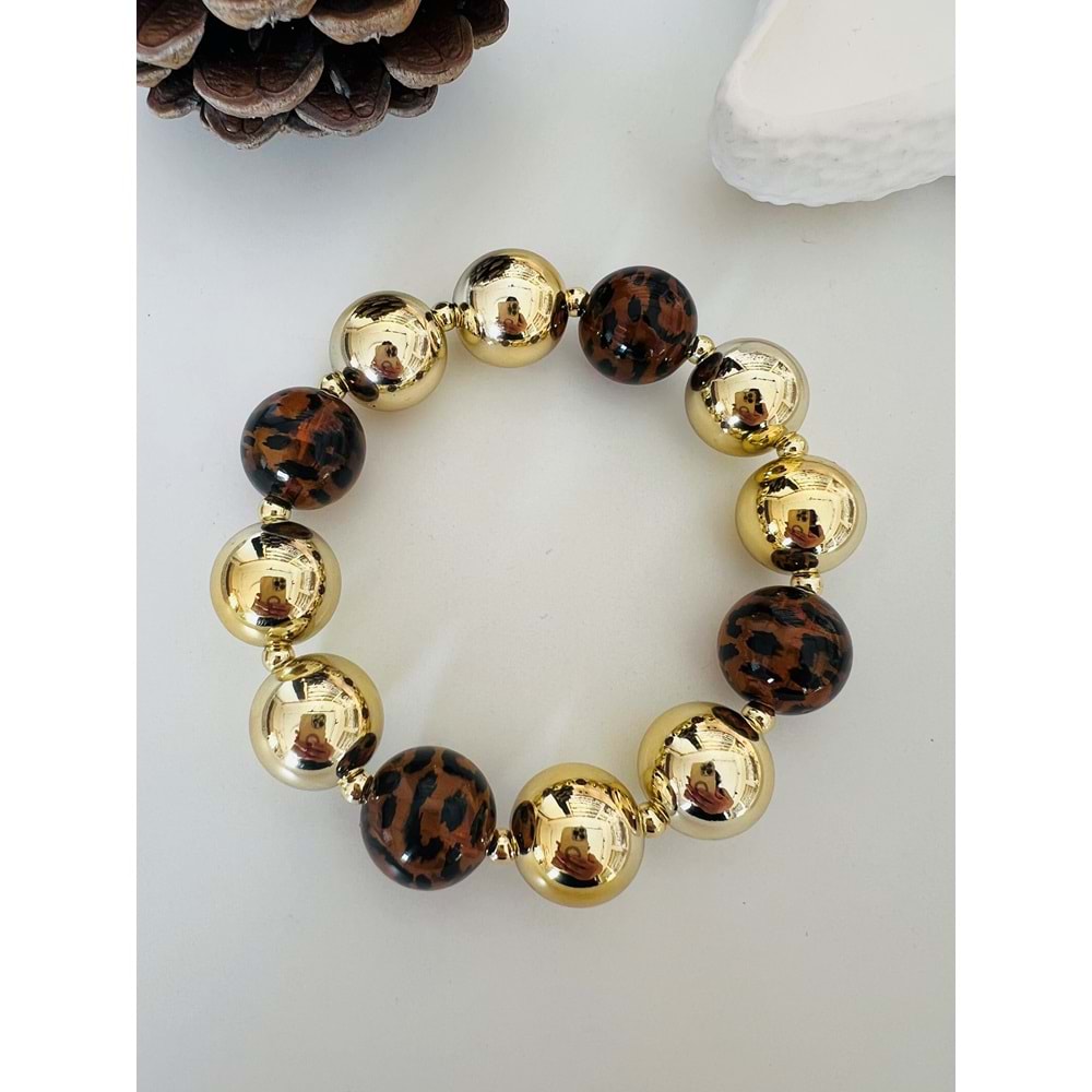 LASTİKLİ LEOPAR DESENLİ BİLEKLİK ACR8382