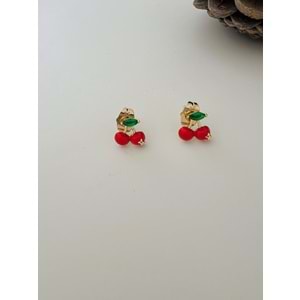 XUPING MİNİMAL KIRMIZI KİRAZ KÜPE 1CM-GOLD RENK ACR8396