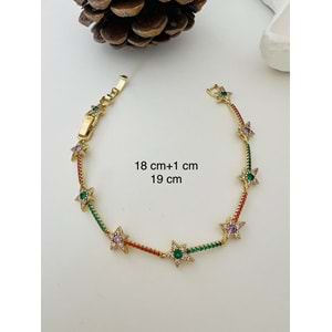 XUPING 14K RENKLİ TAŞLI YILDIZ BİLEKLİK 18+1CM-GOLD RENK ACR8400