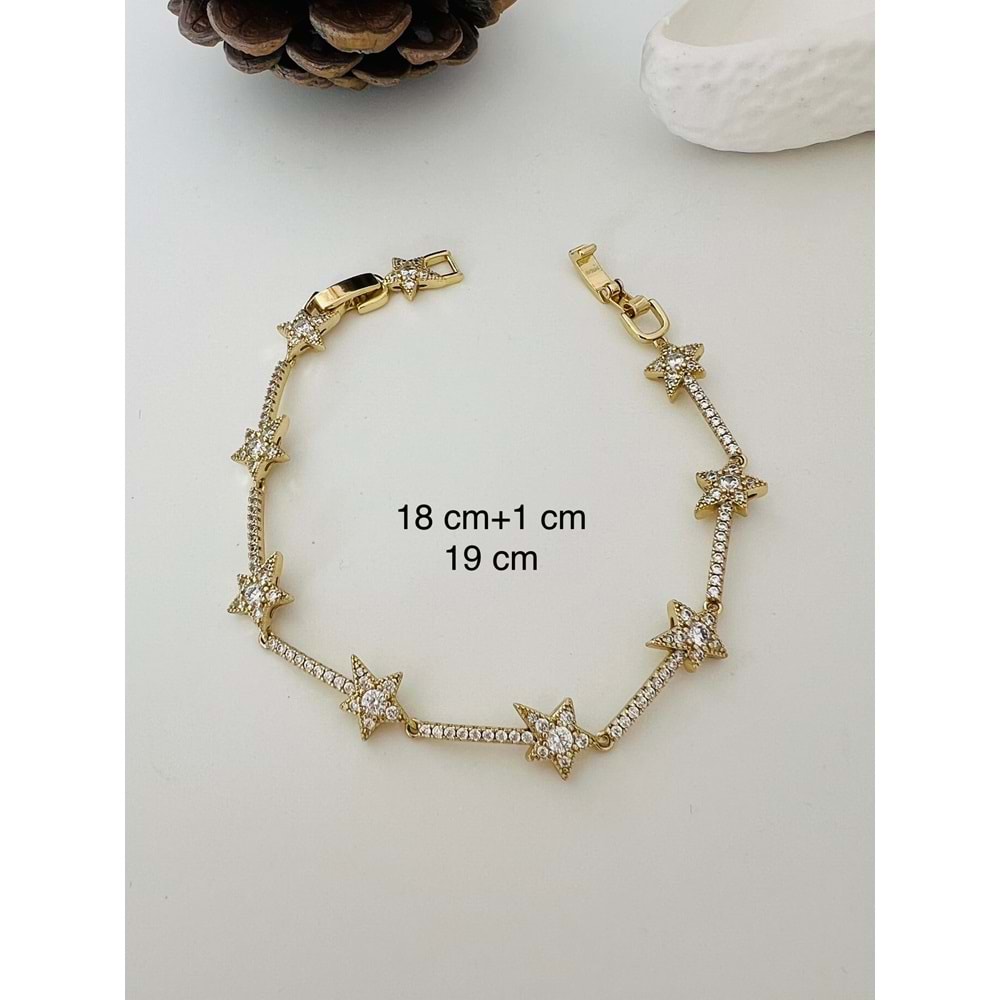XUPING 14K ZİRKON TAŞLI YILDIZ BİLEKLİK-18+1CM-GOLD RENK ACR8401