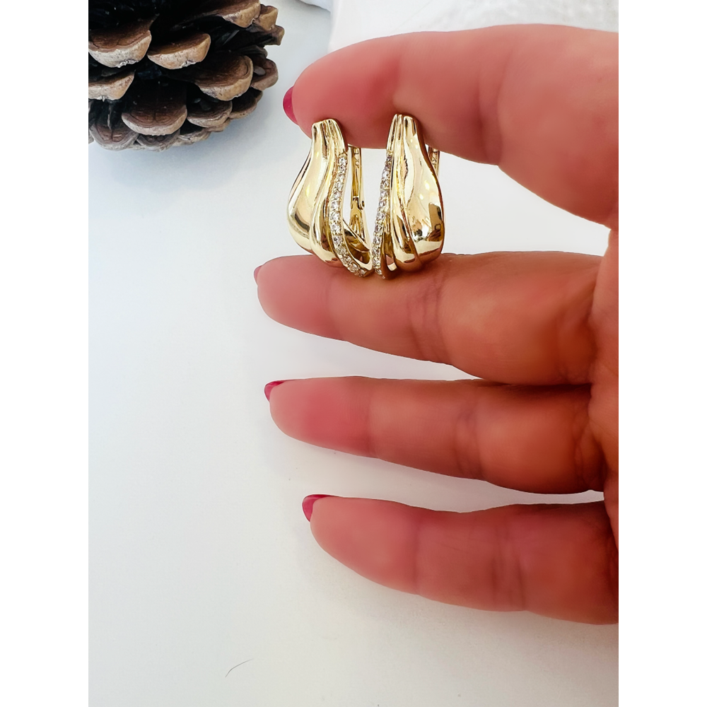 XUPING 14K TAŞLI DAMLA KÜPE-GOLD RENK ACR8525