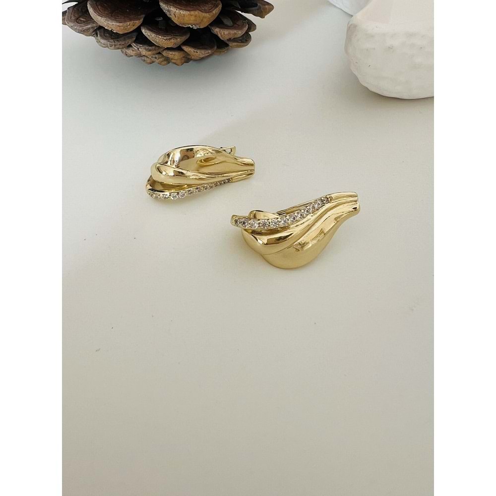 XUPING 14K TAŞLI DAMLA KÜPE-GOLD RENK ACR8525