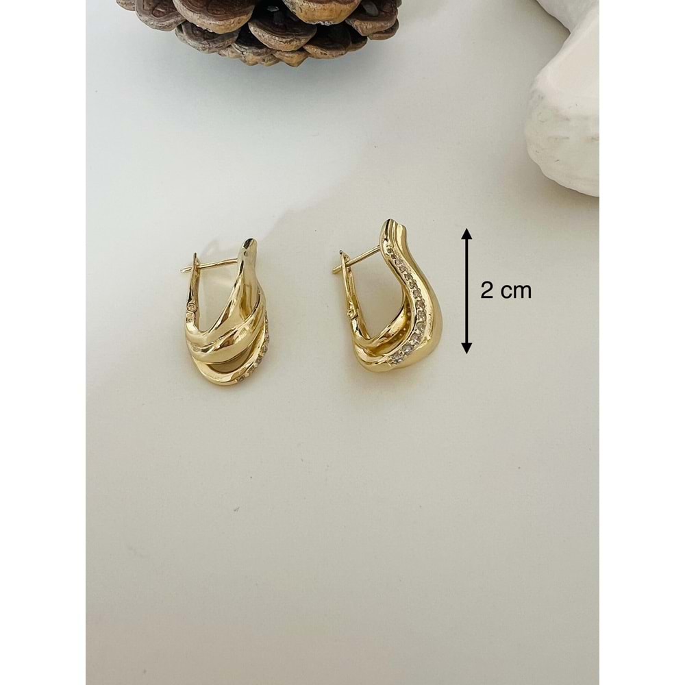 XUPING 14K TAŞLI DAMLA KÜPE-GOLD RENK ACR8525