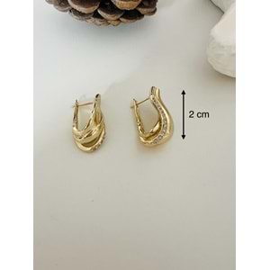 XUPING 14K TAŞLI DAMLA KÜPE-GOLD RENK ACR8525
