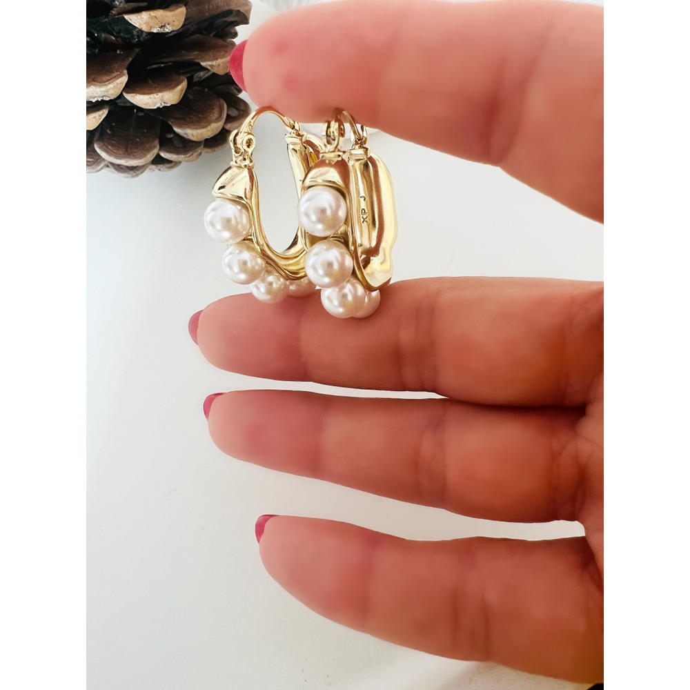 XUPING 14K İNCİLİ HALKA KÜPE-GOLD RENK ACR8532