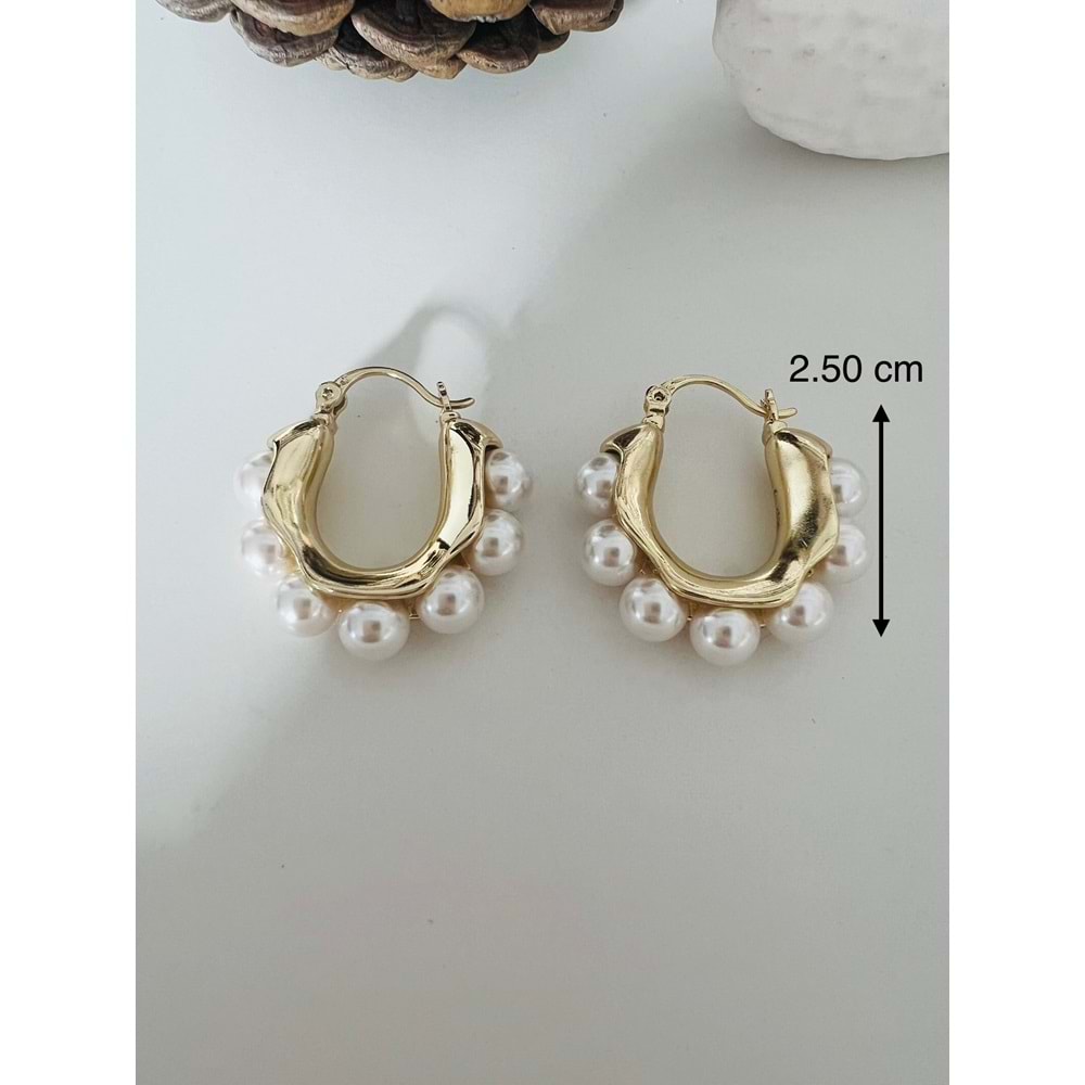 XUPING 14K İNCİLİ HALKA KÜPE-GOLD RENK ACR8532