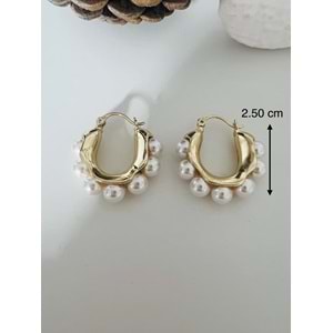 XUPING 14K İNCİLİ HALKA KÜPE-GOLD RENK ACR8532