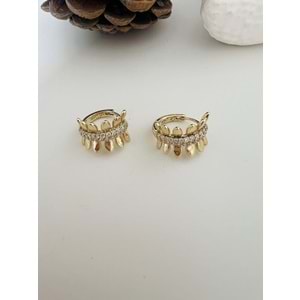 XUPING 14K TAŞLI KÜÇÜK BOY YAPRAK HALKA KÜPE ACR8534