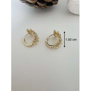 XUPING 14K TAŞLI KÜÇÜK BOY YAPRAK HALKA KÜPE ACR8534