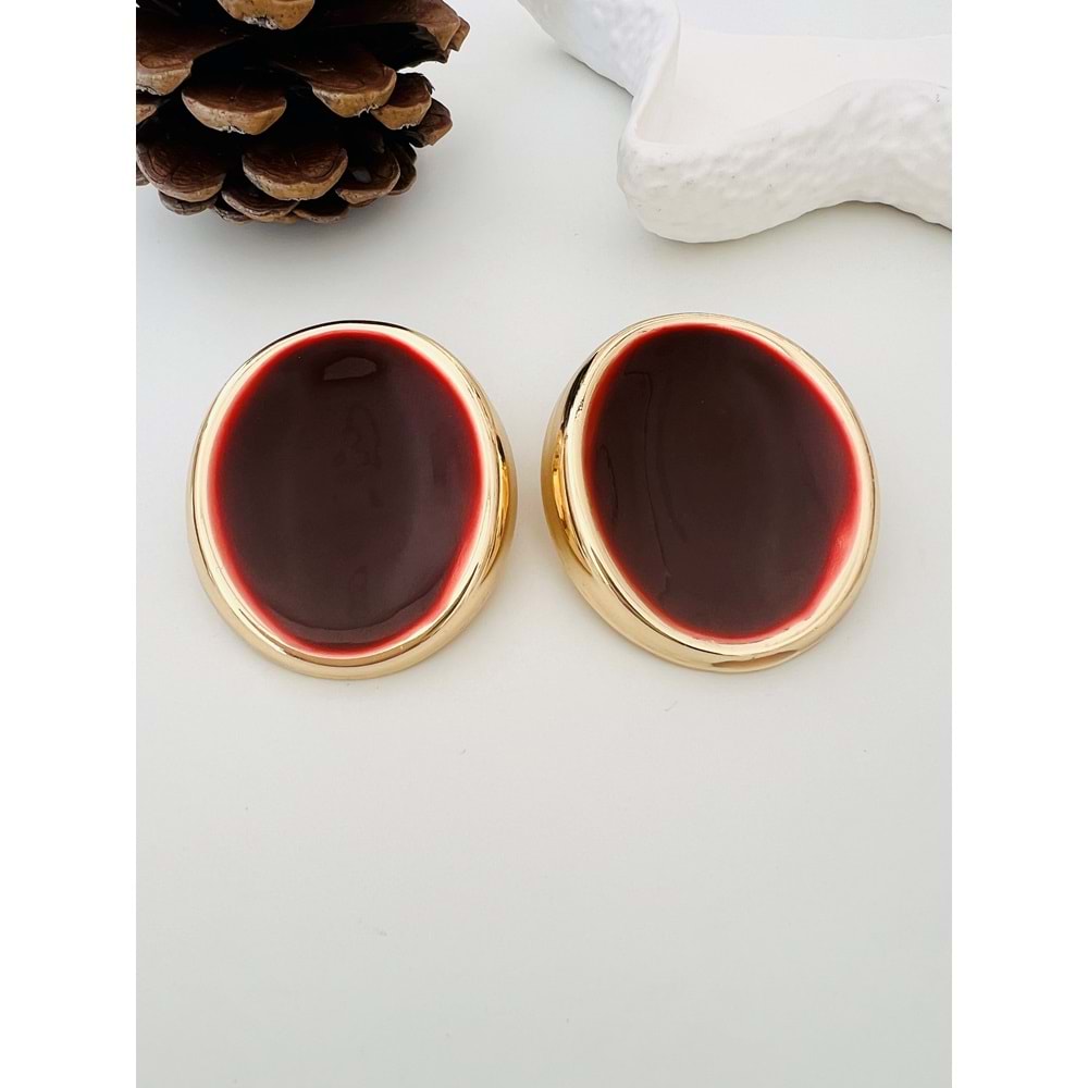 BORDO RENK MARKA MODEL BÜYÜK KÜPE-GOLD RENK ACR8578