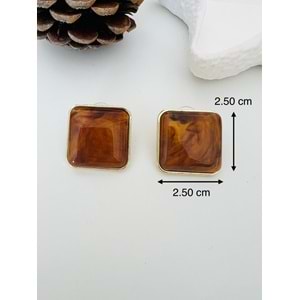 KAHVERENGİ RENK KARE KÜPE ACR8583