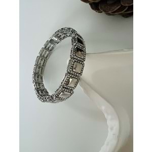 KARE TAŞLI LASTİKLİ BİLEKLİK-GÜMÜŞ RENK ACR8596