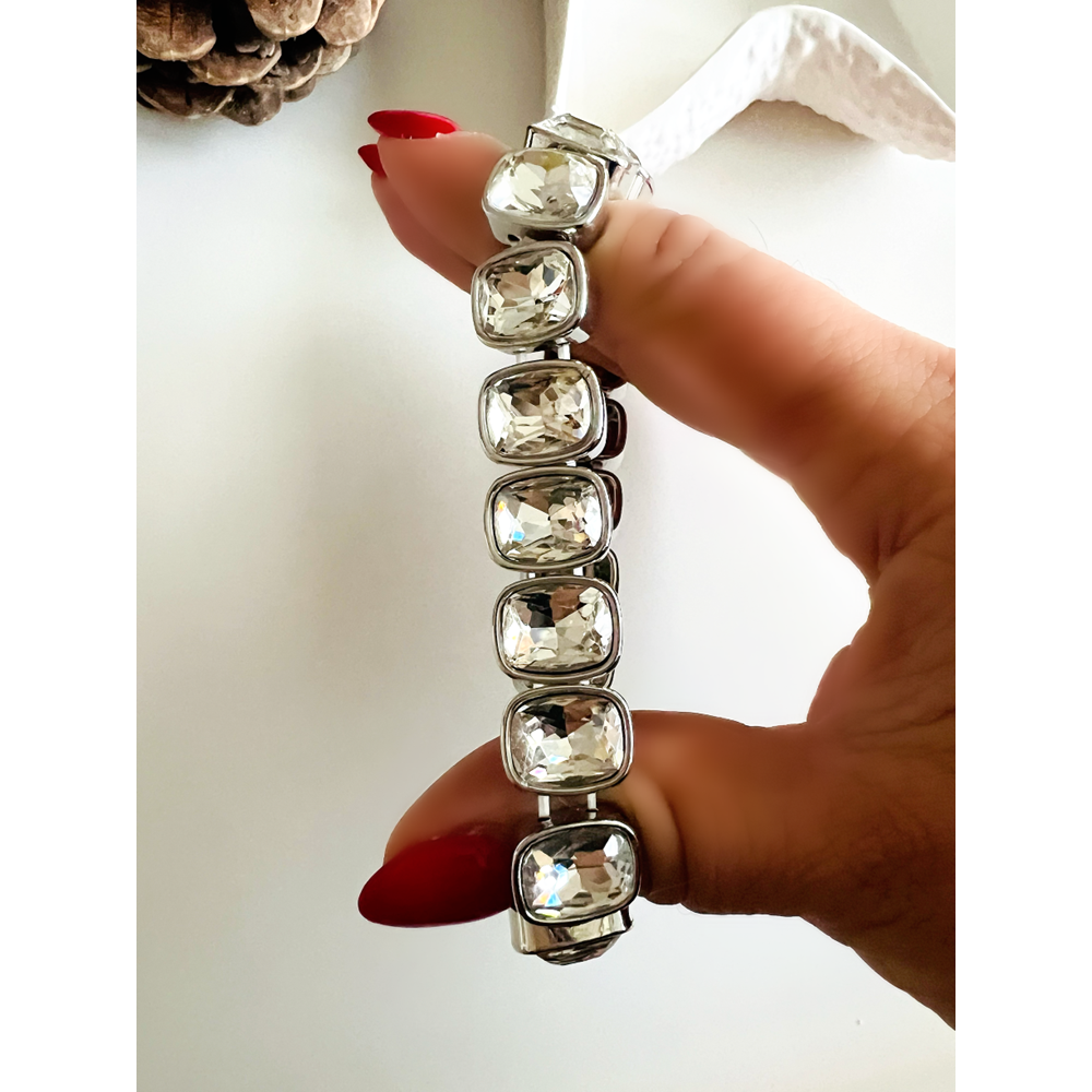 GÜMÜŞ RENK KRİSTAL TAŞLI, LASTİKLİ BİLEKLİK ACR8622