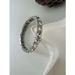 GÜMÜŞ RENK KARE KRİSTAL TAŞLI, LASTİKLİ BİLEKLİK ACR8628