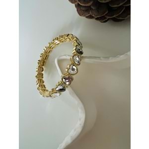 GOLD RENK KRİSTAL TAŞLI, LASTİKLİ KALP BİLEKLİK ACR8634