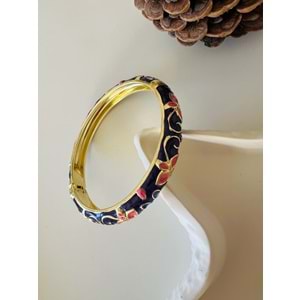 ÖZEL SERİ LACİVERT MİNELİ, ÇİÇEK DESENLİ KELEPÇE ACR8700