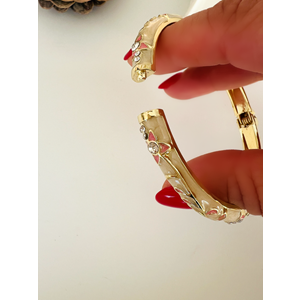 ÖZEL SERİ KREM MİNELİ, PEMBE ÇİÇEKLİ KELEPÇE ACR8702