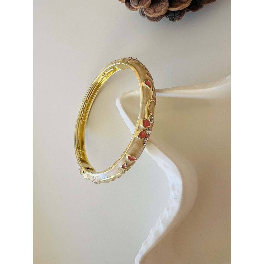 ÖZEL SERİ KREM MİNELİ, PEMBE ÇİÇEKLİ KELEPÇE ACR8702