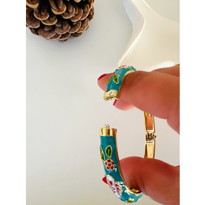 ÖZEL SERİ MAVİ MİNELİ, ÇİÇEK DESENLİ KELEPÇE ACR8704