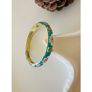 ÖZEL SERİ MAVİ MİNELİ, ÇİÇEK DESENLİ KELEPÇE ACR8704