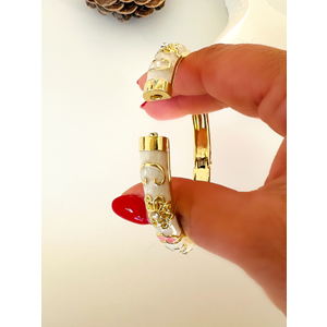 ÖZEL SERİ BEYAZ MİNELİ, ÇİÇEK DESENLİ KELEPÇE ACR8706