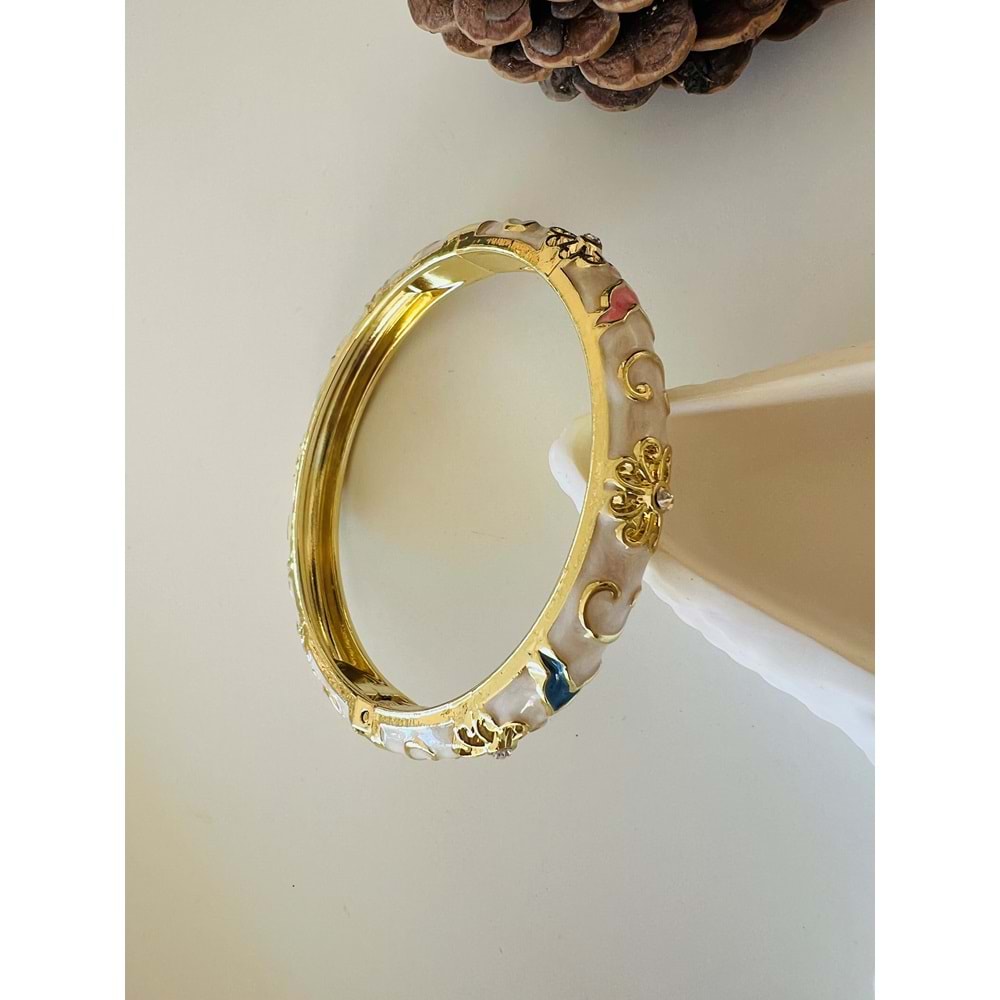 ÖZEL SERİ BEYAZ MİNELİ, ÇİÇEK DESENLİ KELEPÇE ACR8706