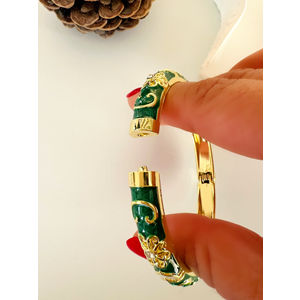 ÖZEL SERİ YEŞİL MİNELİ, ÇİÇEK DESENLİ KELEPÇE ACR8709