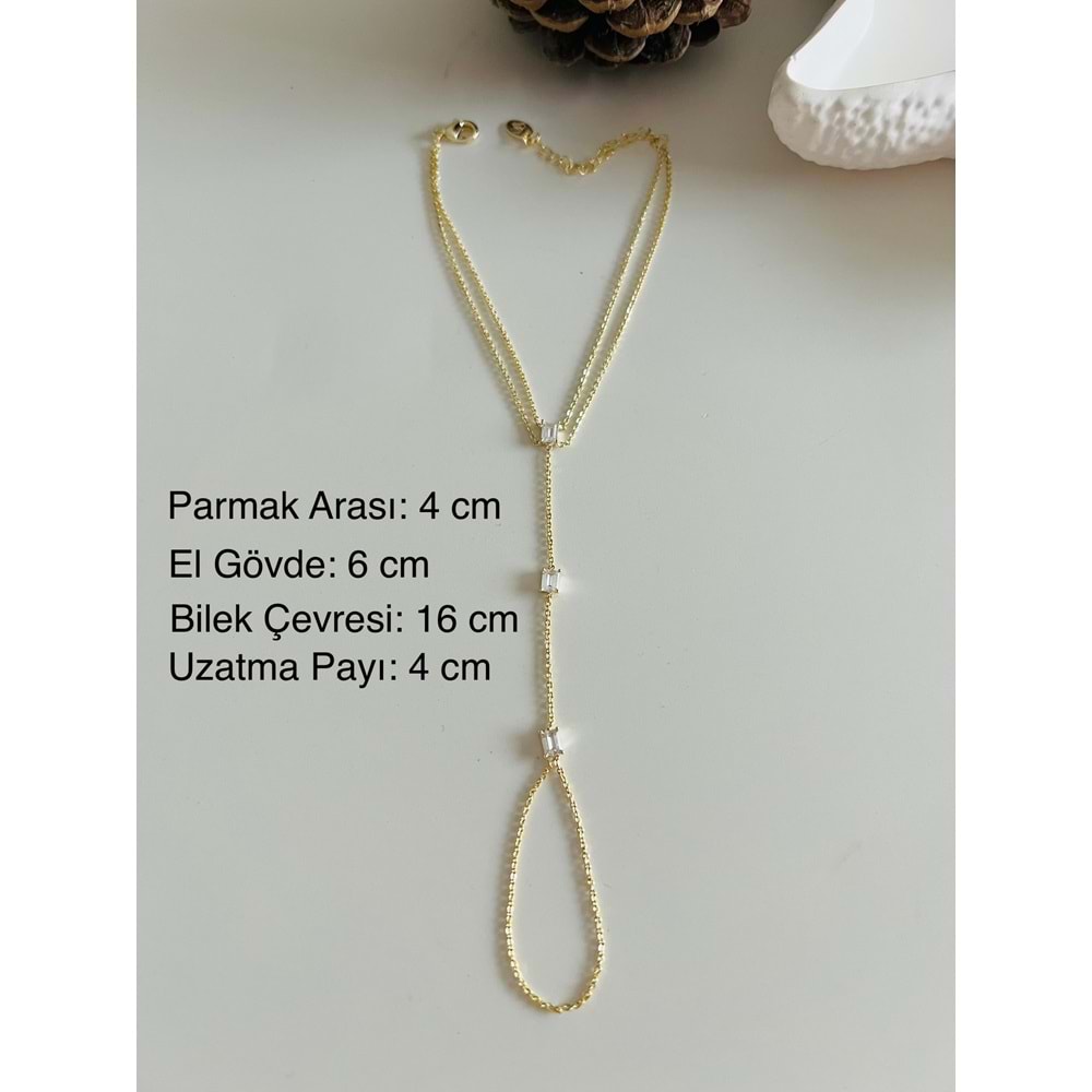 ÖZEL SERİ BAGET TAŞLI, BİLEKTEN ÇİFT ZİNCİR DOLAMALI ŞAHMERAN-GOLD ACR8760