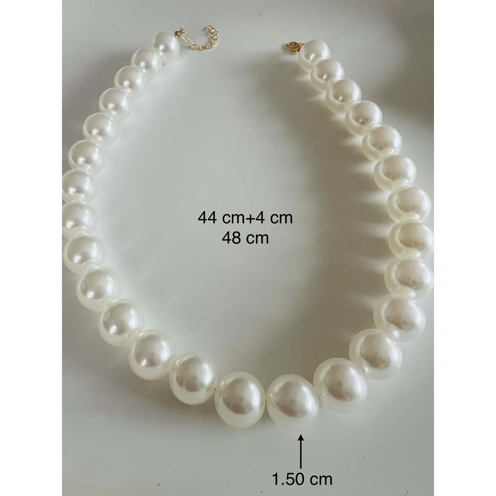 İNCİ KOLYE-İRİ BONCUKLU 44+4CM ACR8868