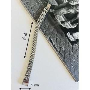 GÜMÜŞ RENK ÖRGÜ MODEL ÇELİK BİLEKLİK 19 CM-1 CM ACR8924