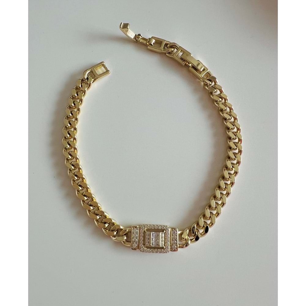 XUPING 14K BAGET GURMET BİLEKLİK 18+2CM-GOLD RENK ACR8966