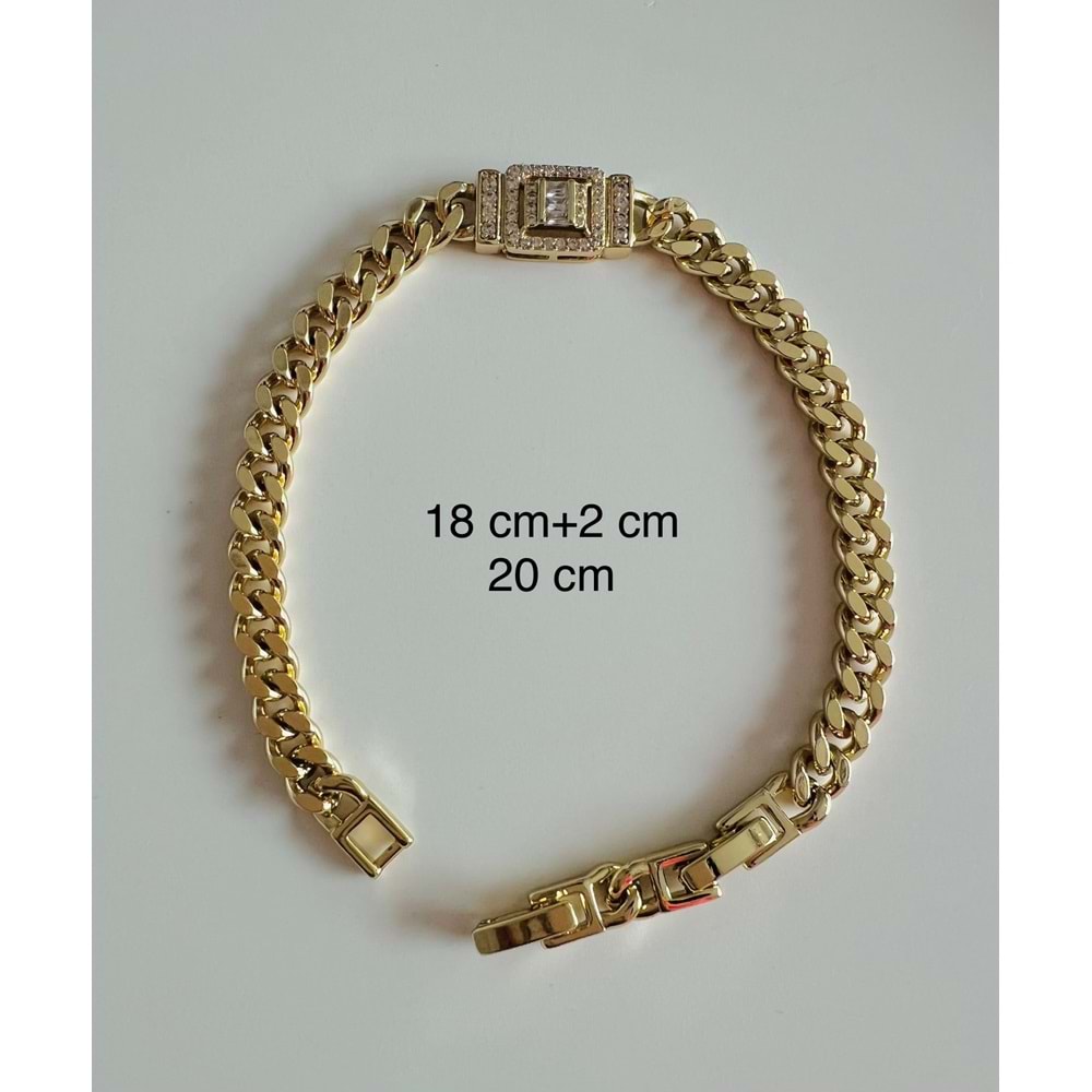 XUPING 14K BAGET GURMET BİLEKLİK 18+2CM-GOLD RENK ACR8966
