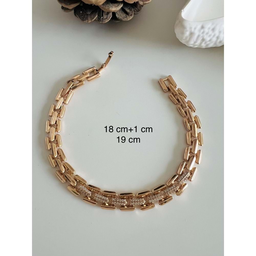 XUPING TAŞLI CORD BİLEKLİK 18+1CM-ROSE RENK ACR9028