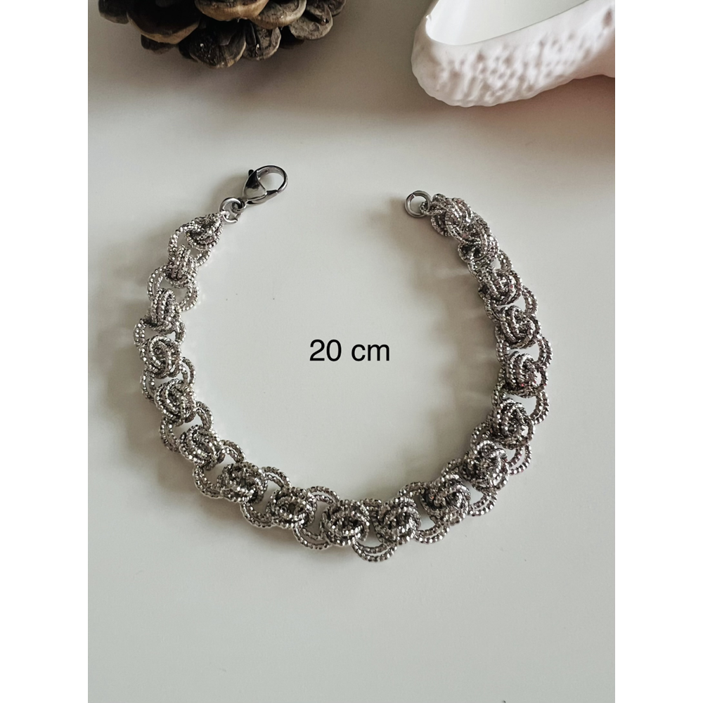 XUPING IŞILTILI İÇ İÇE GEÇMELİ ZİNCİR BİLEKLİK 20CM-GÜMÜŞ RENK ACR9045