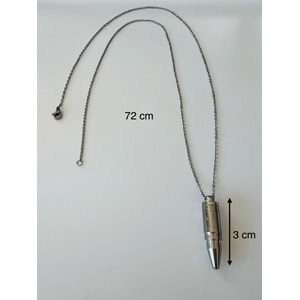 ERKEK KAPAĞI AÇILABİLEN ÇELİK KURŞUN KOLYE 72CM ACR9283