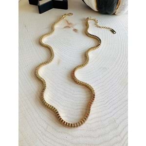 GOLD RENK KARELİ ZİNCİR ÇELİK KOLYE 46+6 CM ACR9381