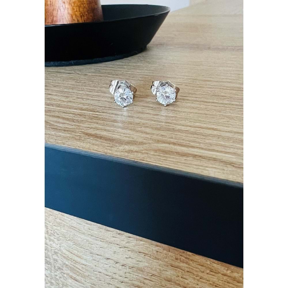 XUPING GÜMÜŞ RENK YUVARLAK TAŞLI MİNİMAL KÜPE 5MM ACR9499