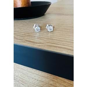 XUPING GÜMÜŞ RENK YUVARLAK TAŞLI MİNİMAL KÜPE 5MM ACR9499