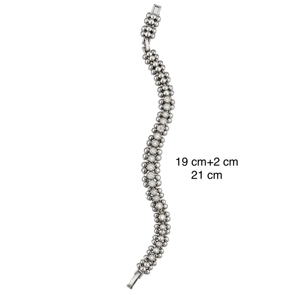 XUPING GÜMÜŞ RENK YUVARLAK TAŞLI BİLEKLİK 19+2CM ACR9721