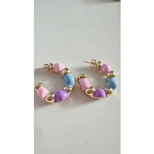 XUPING GOLD RENK, RENKLİ MİNELİ DALGALI HALKA KÜPE ACR9769