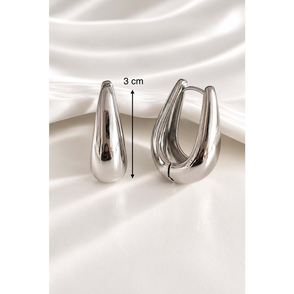 XUPING GÜMÜŞ RENK OVAL KÜPE ACR9789